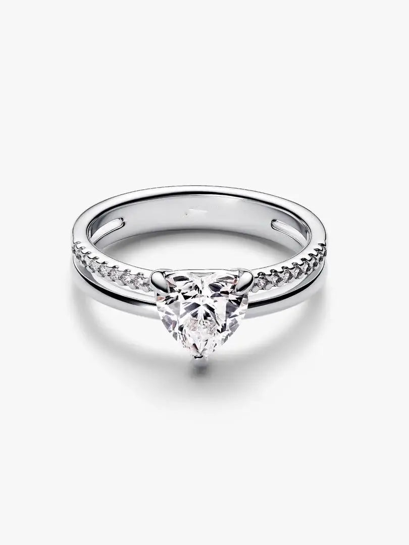 Inel cu două benzi și inimioară stralucitoare